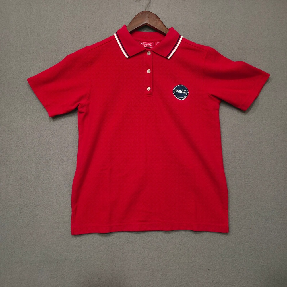 Coca-Cola Womens Red Pullover Quarter Button‎ Polo Shirt Size 18W